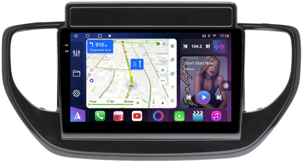 Магнитола для Hyundai Solaris 2 2020-2022 (штатная навигация) - FarCar 2003M монитор 9.5" QLED на Android 14, TS18, CarPlay, 4G SIM-слот