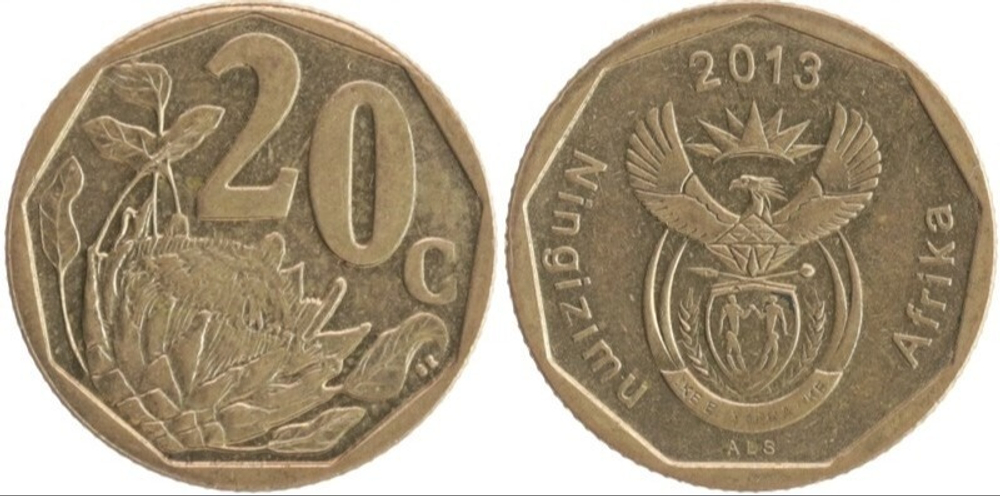 ЮАР 20 центов, 2010-2013 Ningizimu Afrika XF