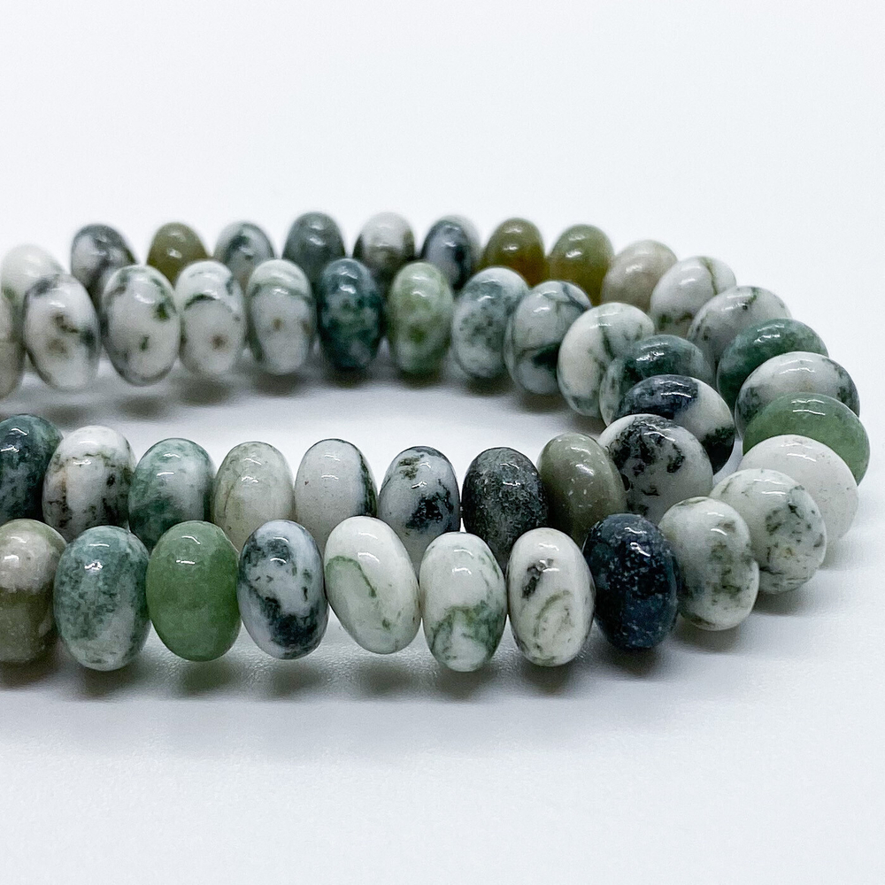 Бусины Моховый агат, размер 8*5 мм, цена за 10 шт