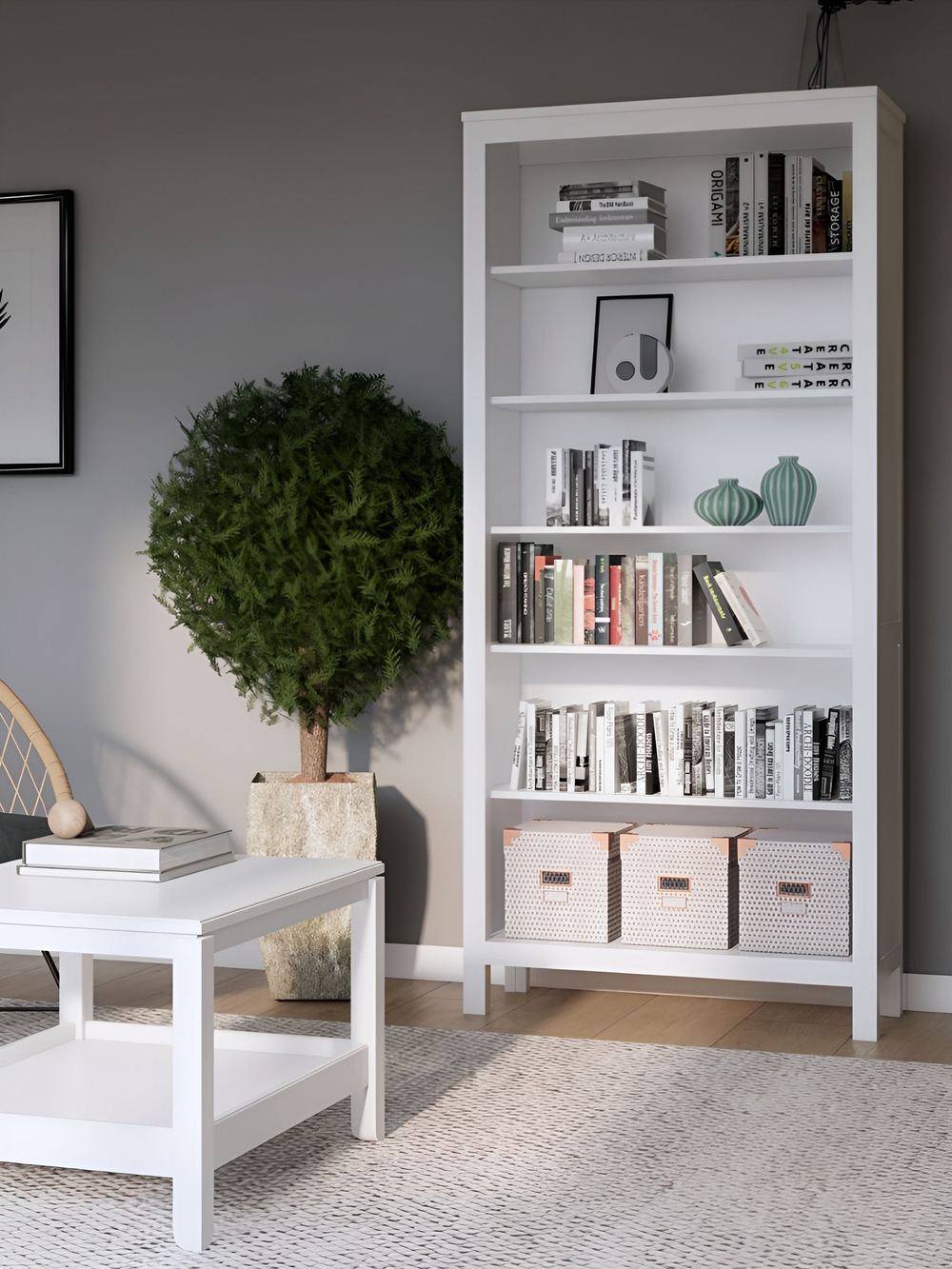 IKEA 90 / 198 / 37 / стеллаж бело-коричневый / Стеллаж - 1шт. Комплект крепежа и фурнитуры - 1шт. Сборочная инструкция - 1шт. / 34000 / белый / Стеллаж КЫМОР / - / 5 / Для дома