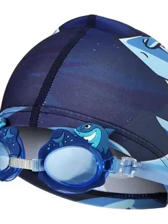 Набор для плавания детский ONLYTOP Swim «Акула»: очки+шапочка, обхват 46-52