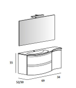 Мебель для ванной чаша слева Cezares VAGUE 104 Bianco lucido 44220+44222