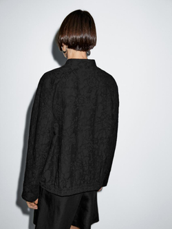 Massimo Dutti Бомбер оверсайз из 100% хлопка, черный