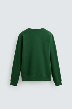 ZARA БАЗОВАЯ ТОЛСТОВКА С КРУГЛЫМ ВЫРЕЗОМ, ЗЕЛЕНЫЙ