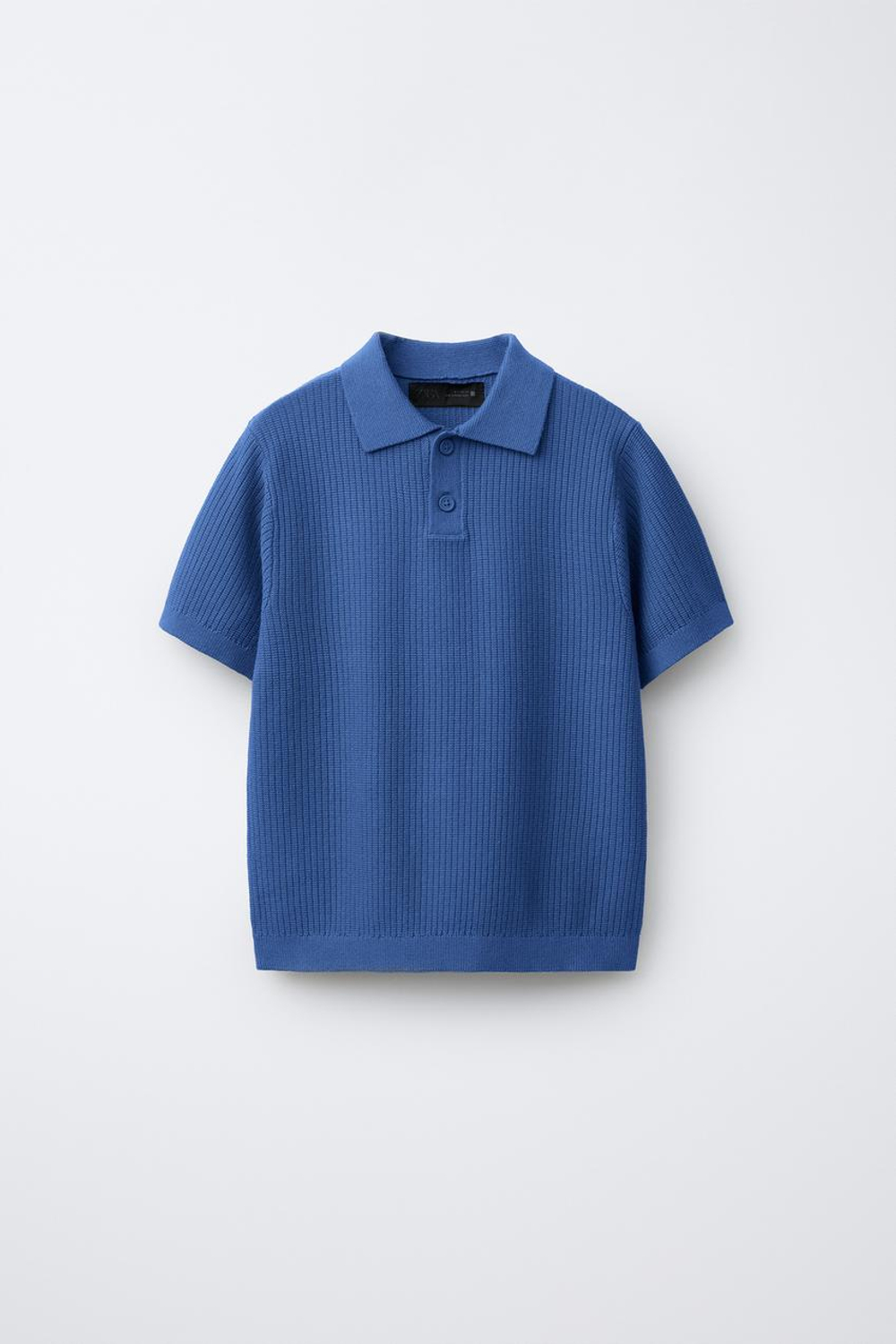 ZARA БАЗОВОЕ ПОЛО В РУБЧИК, ЯРКО-СИНИЙ