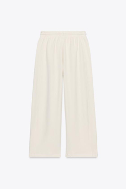 ZARA ШИРОКИЕ БРЮКИ В СТИЛЕ РУСТИК, ЭКРЮ