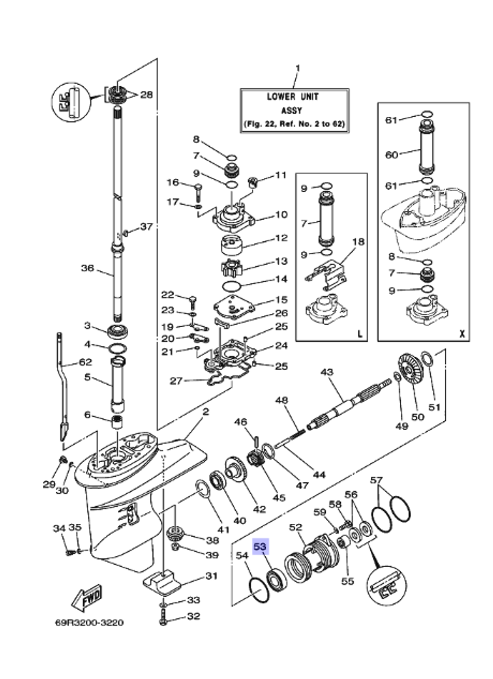 Подшипник редуктора Yamaha 25/30лс (оригинальный арт. 933060061200)