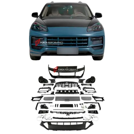 Комплект переделки переднего бампера и фар в стиле Cayenne GTS SD E3 9YA / 9Y0.2 рестайлинг 2024+ для PORSCHE CAYENNE E1 9PA 957 рестайлинг 2007–2010