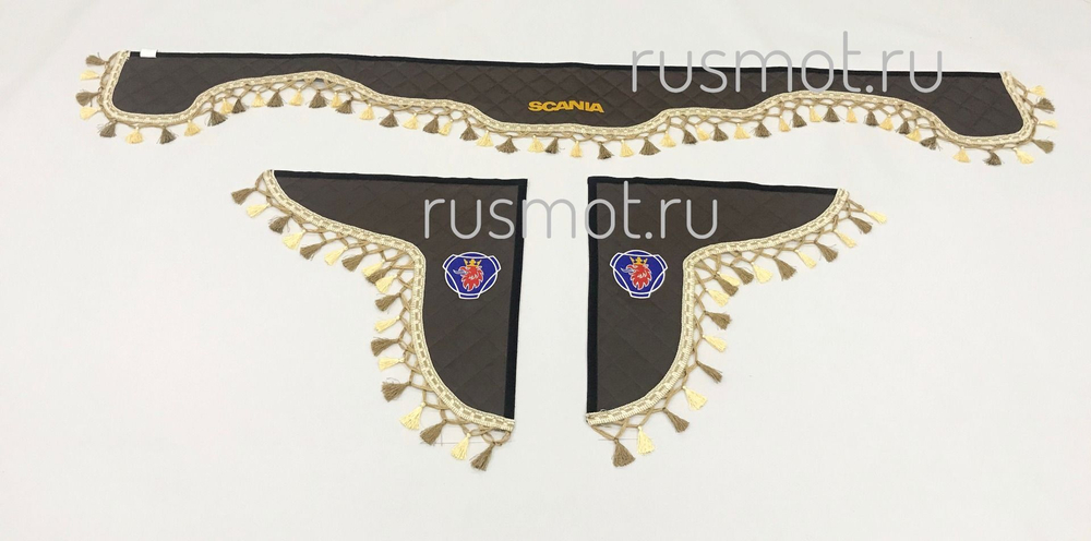 Ламбрекены экокожа стеганые 230 см. с вышивкой Scania