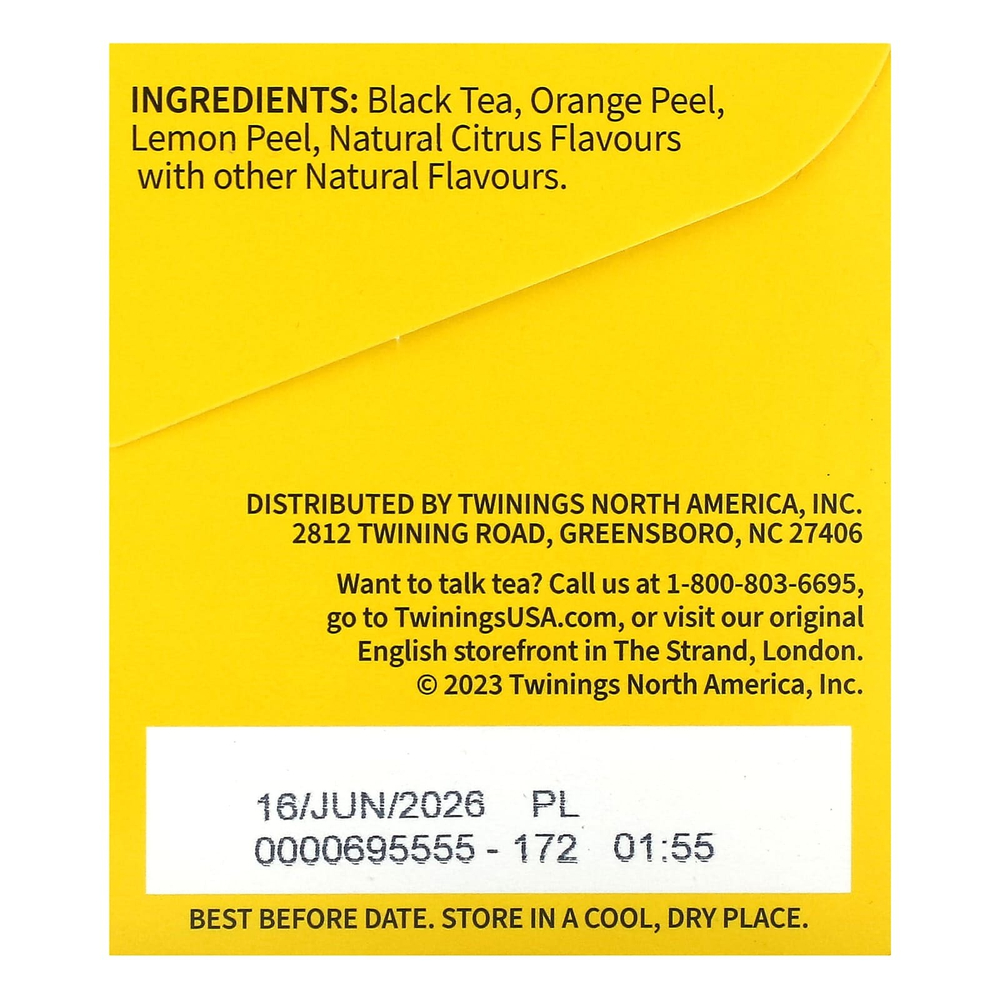 Twinings, черный чай Lady Grey, 20 чайных пакетиков, 40 г (1,41 унции)