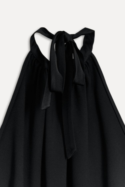 ZARA ТОП С ГОРЛОВИНОЙ ХАЛТЕР И ЗАВЯЗКАМИ — 50TH ANNIVERSARY, ЧЕРНЫЙ