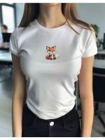 Футболка больших размеров с принтом лисичка