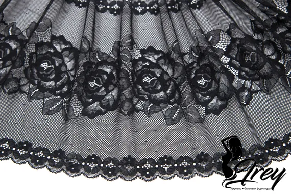 03-105 Кружево эластичное 20 см, черный 170