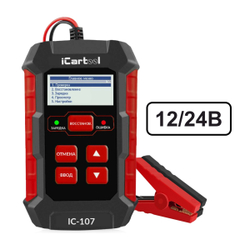 Тестер АКБ 12/24В с функцией восстановления, зарядное устройство, 3 в 1 iCartool IC-107