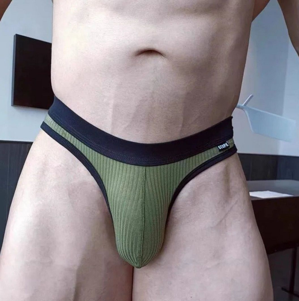 Мужские трусы-брифы в рубчик (Размер: XXL) (Цвет: коричневый)