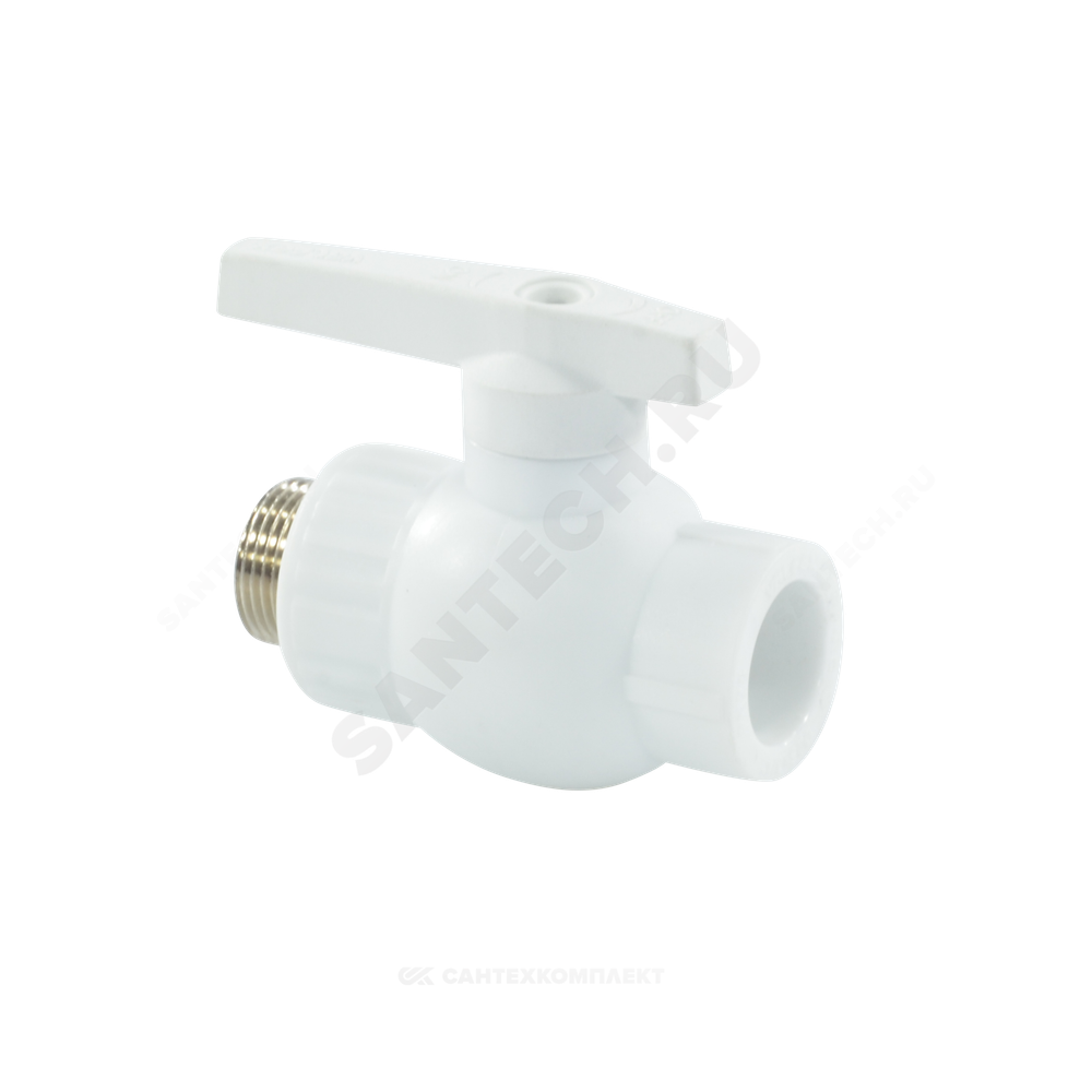 Кран шаровой PP-R белый Дн 25х3/4" Ру25 НР VALFEX 10144225