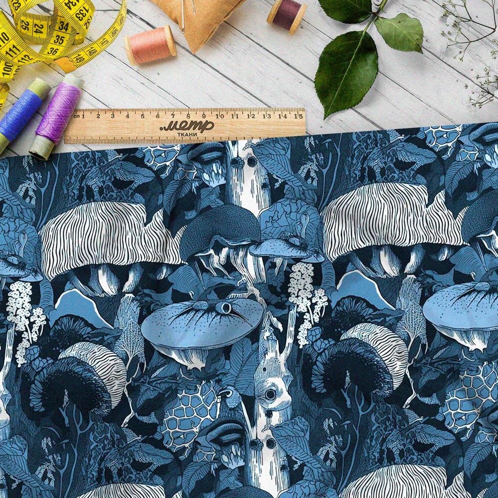 Ткань премиум сатин шум леса