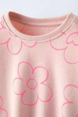 ZARA ТОЛСТОВКА С ПРИНТОМ И НАШИВКОЙ, РОЗОВЫЙ