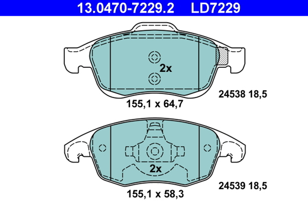 ATE - 13047072292-ATE - Brake Pad Set, disc brake