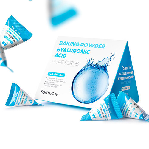 Farm Stay Baking Powder Hyaluronic Acid Pore Scrub скраб для лица в пирамидках с гиалуроновой кислотой