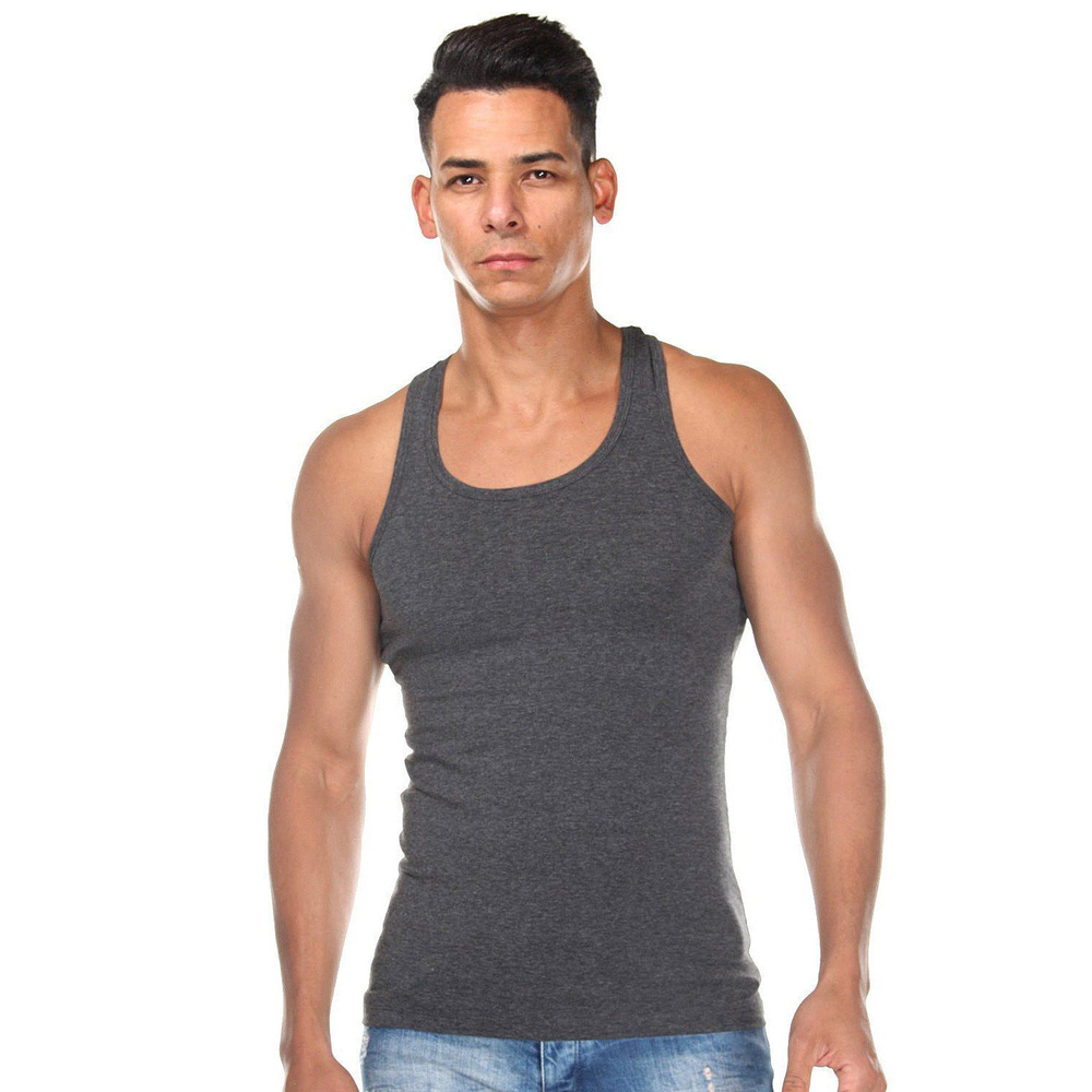 Темно-серая хлопковая майка-борцовка (Размер: L) (Цвет: темно-серый)