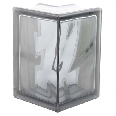 Угловой стеклоблок волна  графит окраска в массе Vitrablok   19x13x13x8