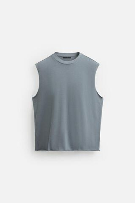 ZARA ФУТБОЛКА БЕЗ РУКАВОВ, ГОЛУБОЙ