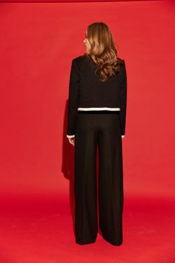 Пиджак твидовый черный с белой отделкой