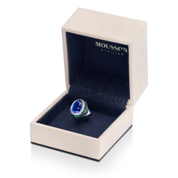 Кольцо с Сапфирами, Изумрудами, Турмалином Параиба и Бриллиантами, R0057-1/1