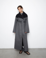 Пальто двухстороннее из шерсти Берберри серый/черный