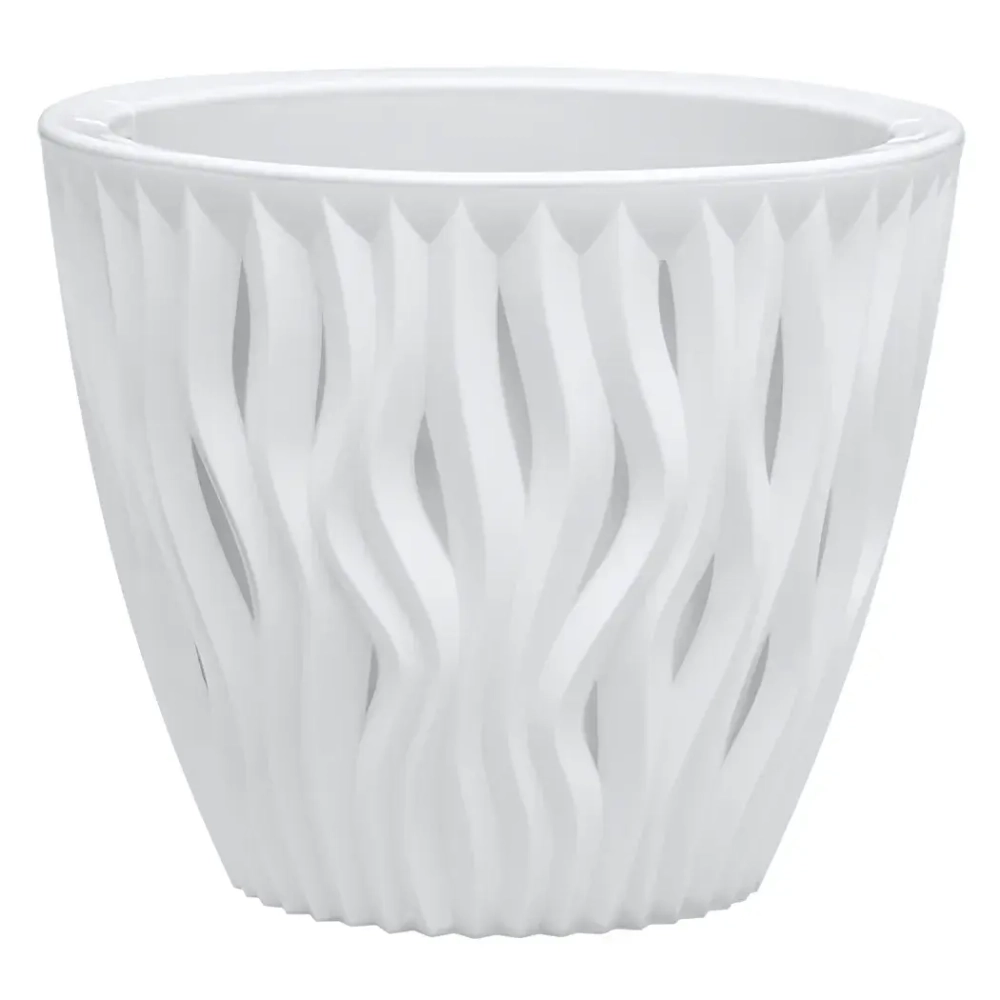 Кашпо для цветов пластиковое 1,6л d-16см «Вдохновение» Белый/Белый