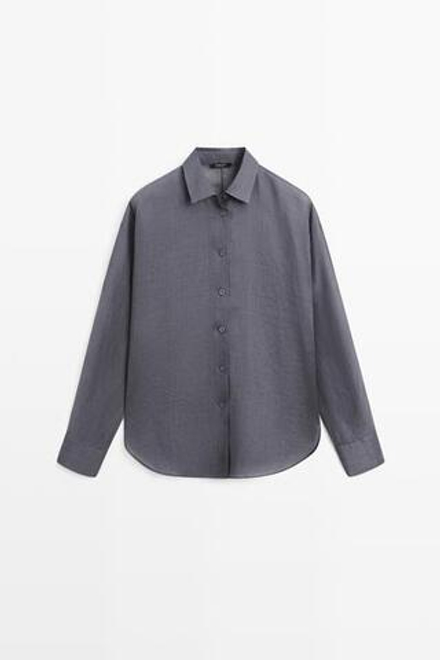 Massimo Dutti Рубашка из 100% рами с драпировкой, фиолетовый