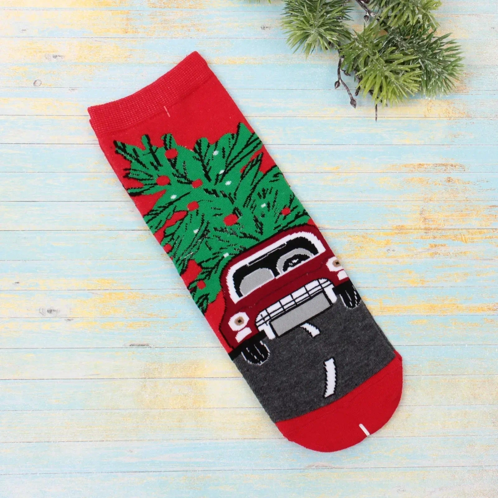 Носки новогодние «SKAZKA», машина с ёлочкой, цвет как на фото, р-р36-42 (крючок, пакет, стикер)