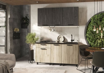 Эдинбург Кухня 1.6 м Дуб крафт серый / Дуб крафт серый