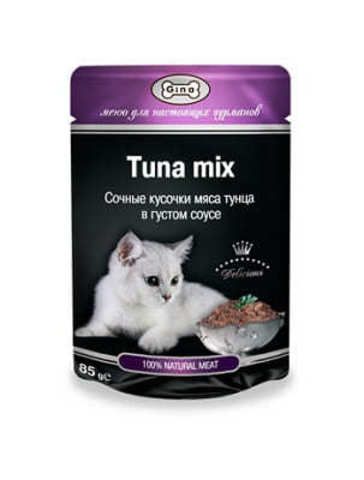 GINA влажный корм для кошек с тунцом в густом соусе