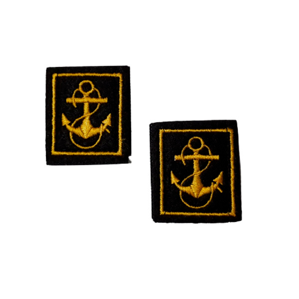Нашивки вышит. Петличные эмблемы для офиц. состава ВМФ (черный фон, желтый кант)