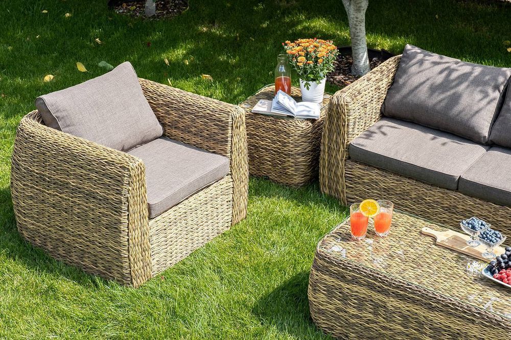 "Кальяри" лаунж-зона из искусственного ротанга (гиацинт), цвет соломенный