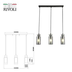 Светильник подвесной (подвес) Rivoli Klara 3099-203 3 * Е14 15 Вт модерн | Модерн