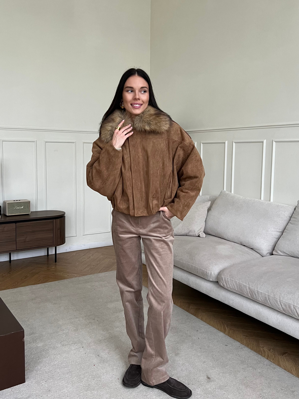 Парка замшевая карамель