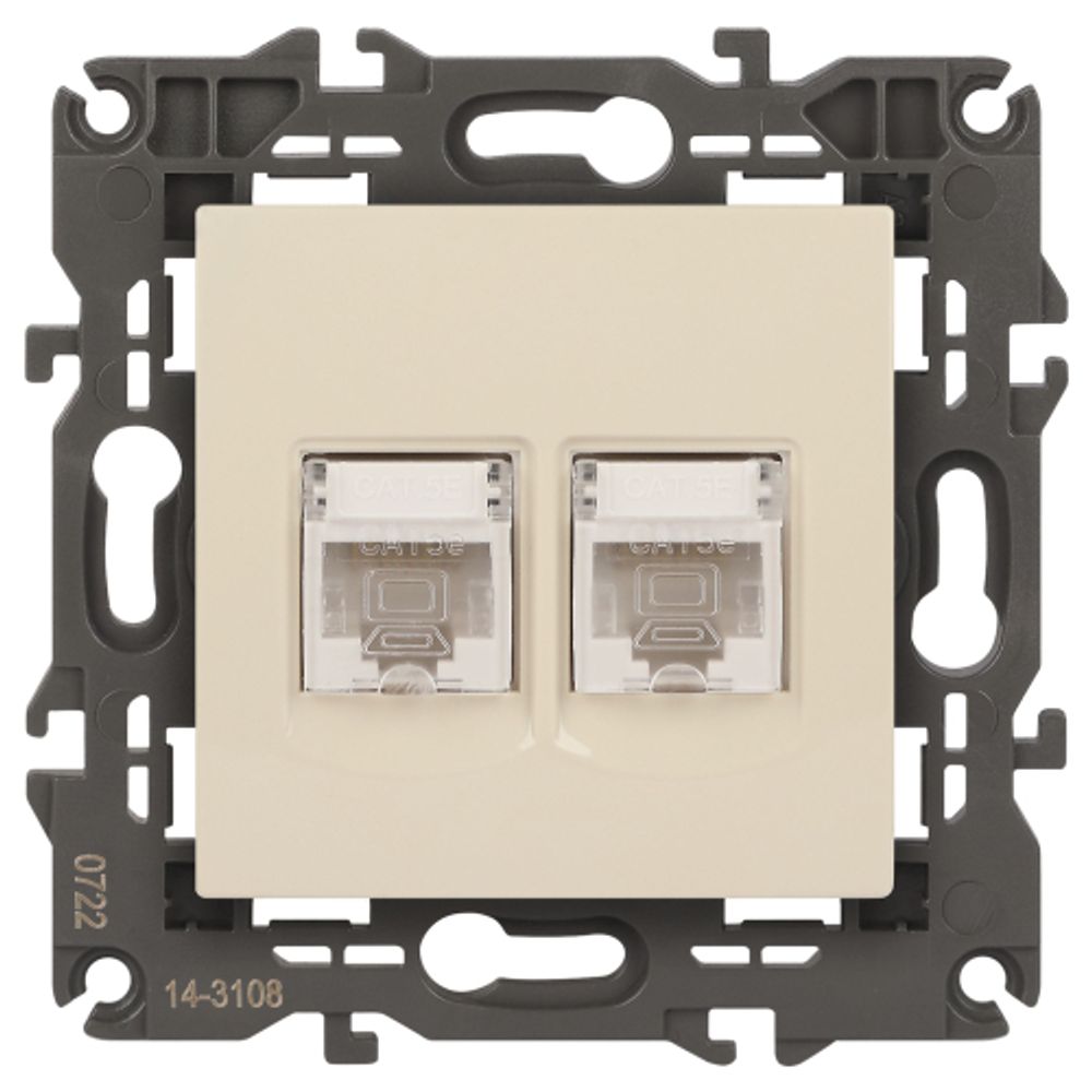 14-3108-02 ЭРА Розетка 2хRJ45, IP20, сл.кость | Elegance Слоновая кость