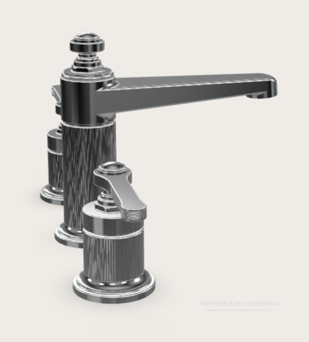Смеситель для раковины Gessi Venti20, на 3 отверстия, средний, без донного клапана, цвет Chrome