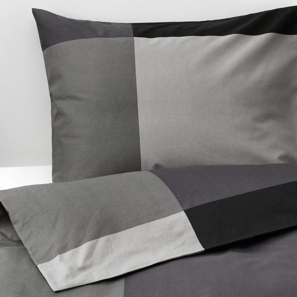 IKEA BRUNKRISSLA  (ИКЕА БРУНКРИССЛА)  -  Пододеяльник и наволочка, черный, 150x200/50x60 см