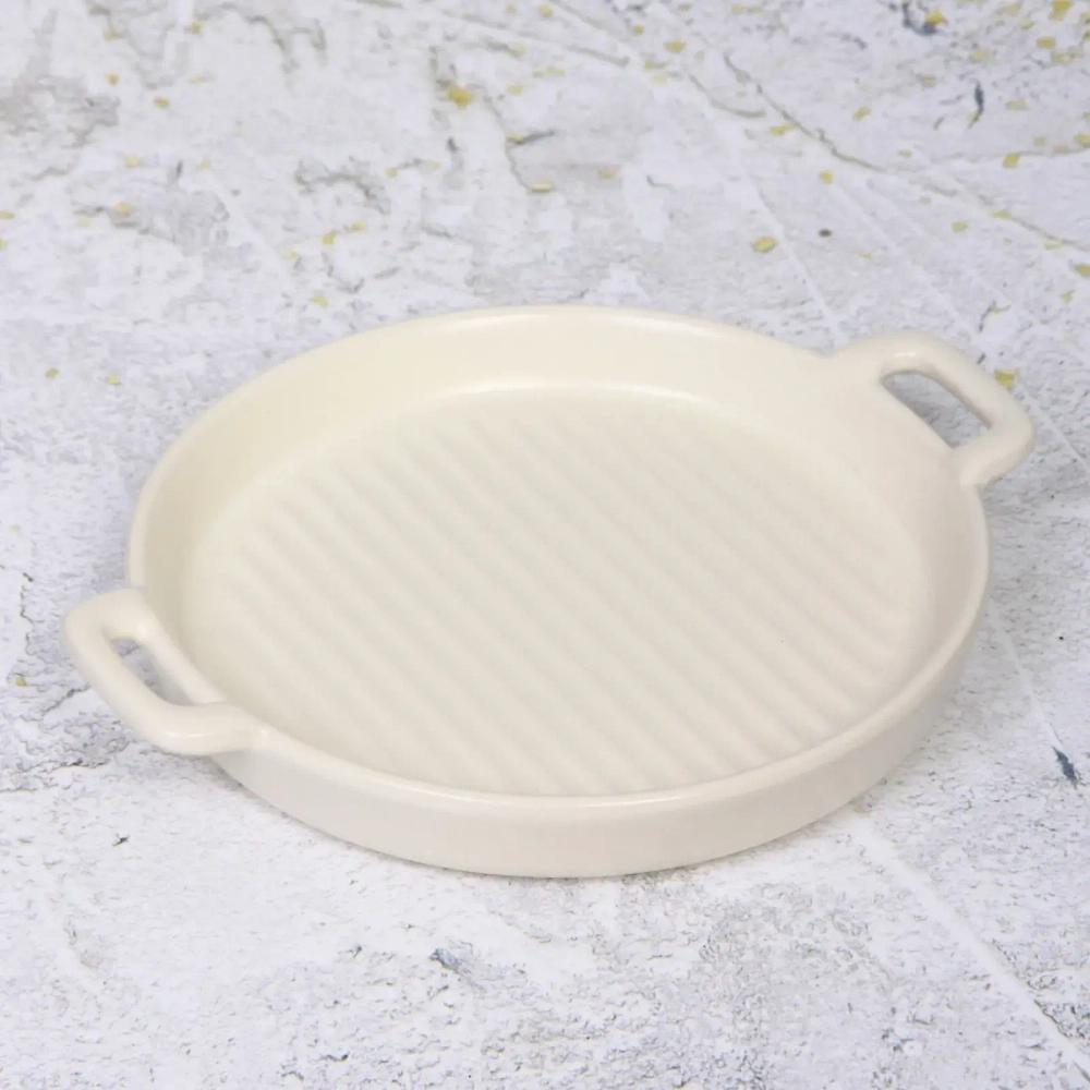 Блюдо керамическое «Акварель» 19*2,5см, молочное