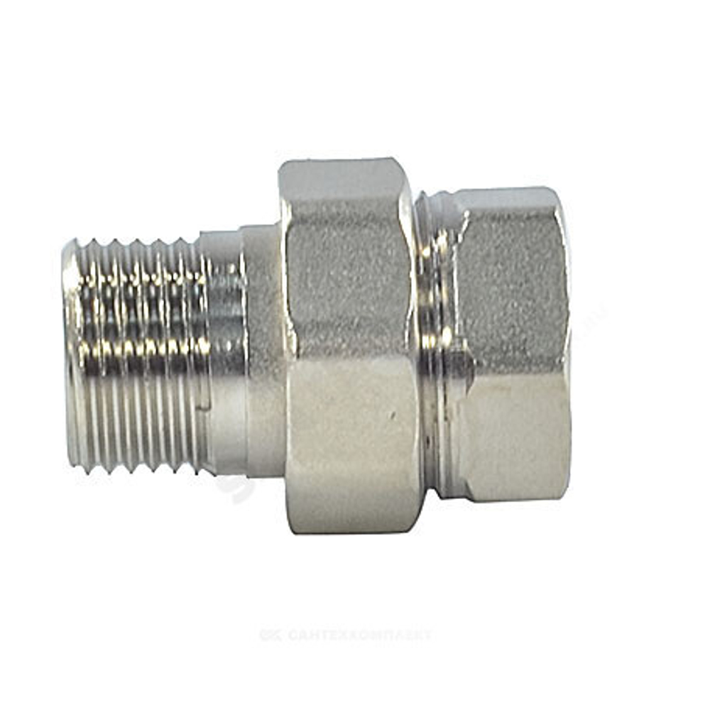 Соединитель латунь никель американка Ду 40 (1 1/2") прямой ВР/НР SantechSystems