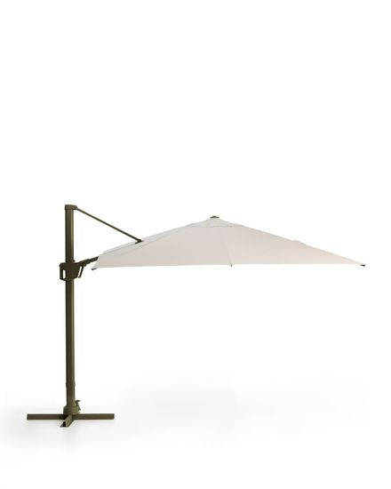 Бежевый консольный зонт Noli с зеленой алюминиевой конструкцией, 300 x 300 см