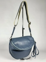 Женская кросс-боди сумка из натуральной кожи цвета джинс