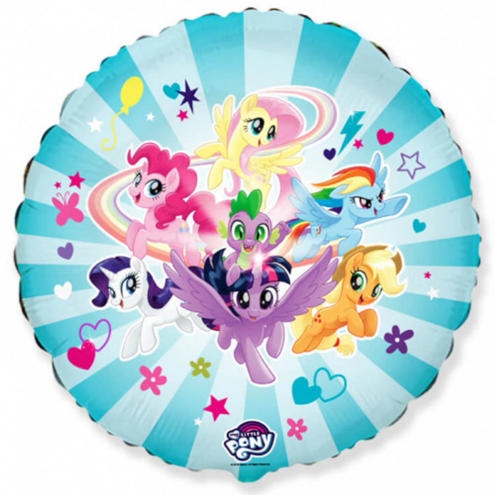 Шар (18""/46 см) Круг, My Little Pony, Дружные Лошадки, Голубой, 1 шт. Е29