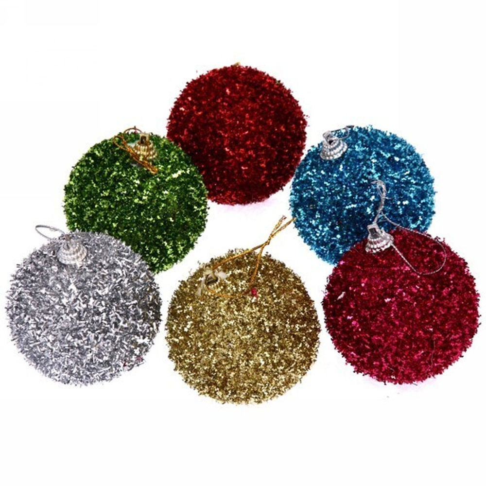 Новогодние шары 7 см (набор 6 шт) «Сияние цвета», микс