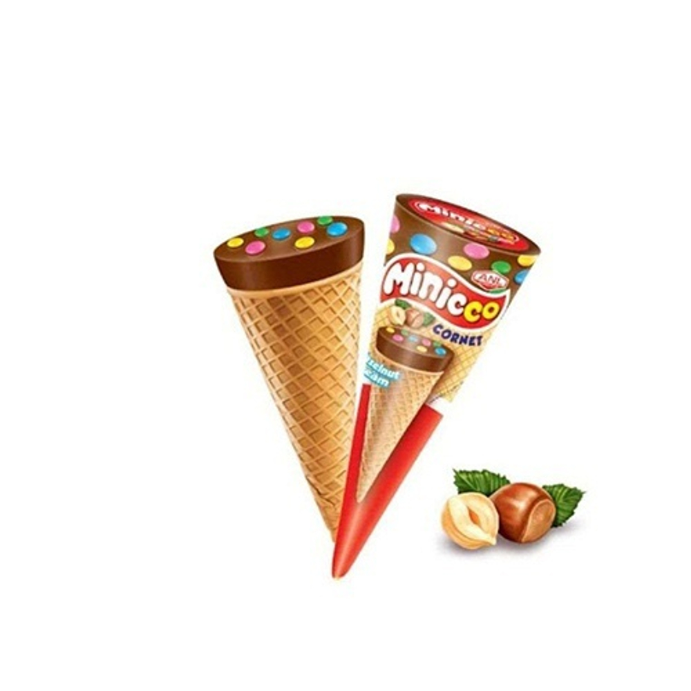 Minicco Cornet Hazelnut - Вафельный рожок с шоколадно-ореховым кремом 25гр