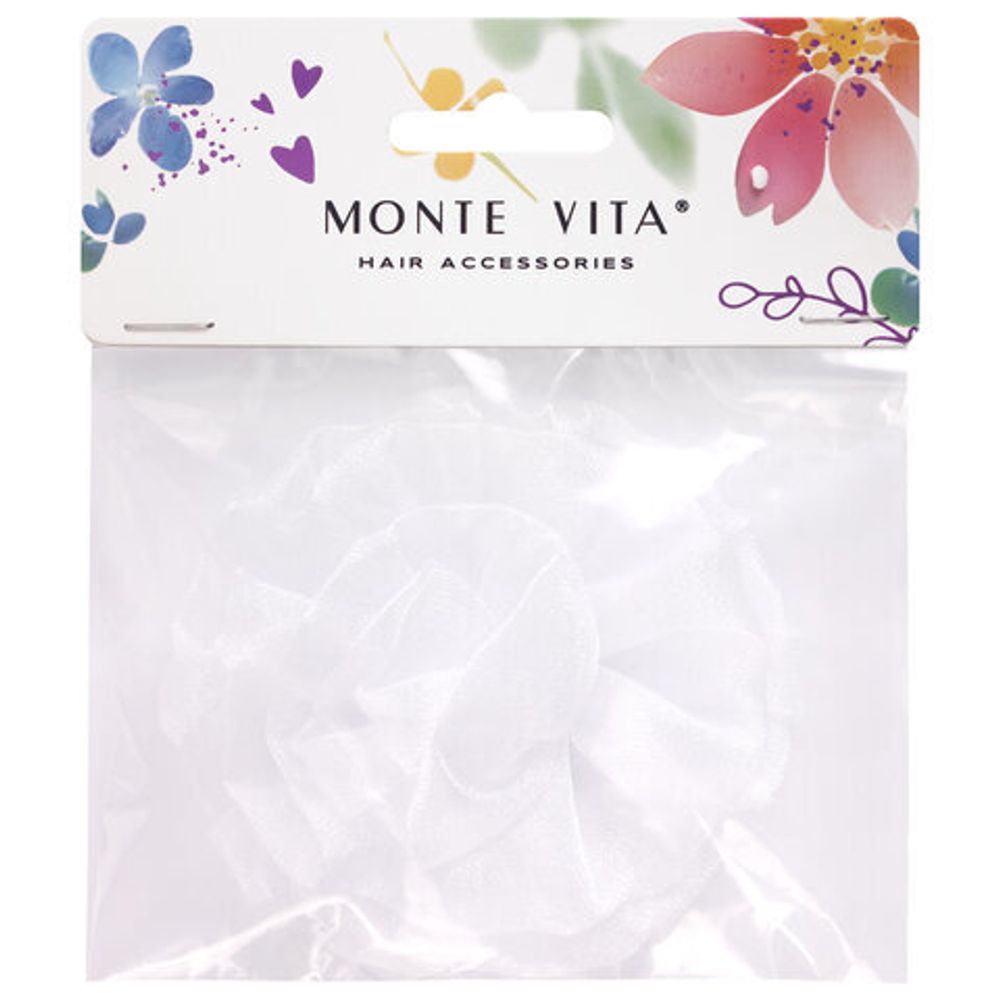 Бант для волос 8х10 см, 10х12 см, 8 см на резинке, белый, АССОРТИ, MONTE VITA, 457117